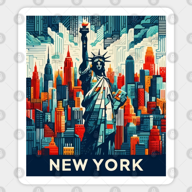 The Statue of liberty New York Abstract Cityscape Sticker by TomFrontierArt